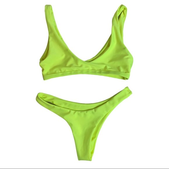 Zaful Neon Yellow Cheeky Bikini Size Small / 4